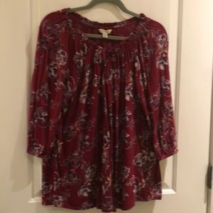 Burgundy floral knit tunic